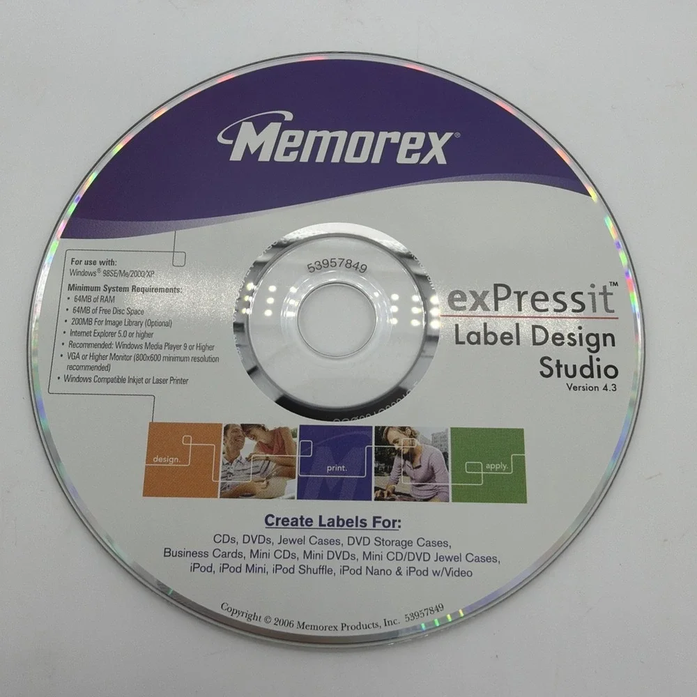 Memorex exPressit Label Design Studio Version 4.3 Label Print For CD's DVDs